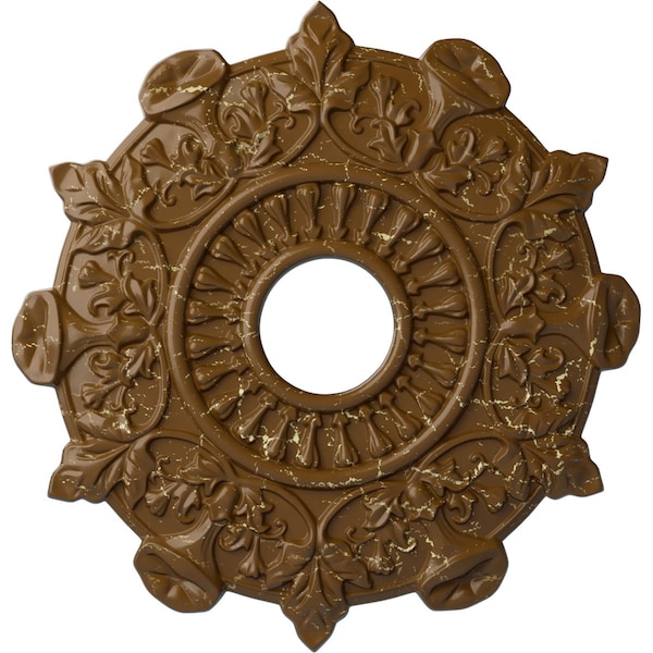 Ekena Millwork Preston Ceiling Medallion (Fits Canopies up to 4"), 17 1/2"OD x 4"ID x 1"P, Smokey Topaz Crackle CM17PRSTC - main